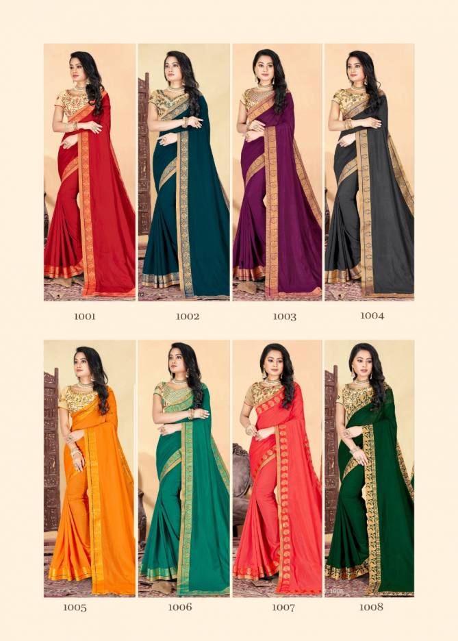 Ronisha Classy Latest Fancy Designer Festive Wear Vichitra silk  Embroidery Designer Saree Collection
